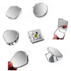 Süblimasyon Makyaj Aynası Favor Kare Kalp Şeklinde Metal Katlanır Kozmetik Aynalar Açık Taşınabilir Mini Cep Aynası RRD13268