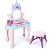 Girls Dresser Set Colorful Princess Dressing Table Cosmetics Makeup Dresser Role-playing Pretend Play Toys Girls Games LJ201009