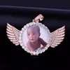 Custom Made Photo With Wings Medallions Necklace & Pendant Free Rope Chain Gold Silver Color Cubic Zircon Men's Hip hop 72 K2