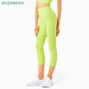 SHINBENE 21 "TASCA NASCOSTA POSTERIORE Vita alta Allenamento 3/4 Leggings sportivi Donna Burrosa morbida Camel Toe Proof Palestra Yoga Pantaloni Fitness H1221