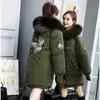 Winter Parkas Women 2020 New Embroidery Hooded Fur Collar loose long coat Mujer厚い暖かいカジュアルオーバーコートファッションブラックジャケットLJ201021