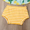 1-6Y Summer Toddler Kids Baby Girl Kläder Satser Lemon Print Off Shoulder Top Shorts Pants Outfit Set