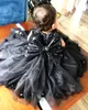 Noir perlé 2020 robes de fille de fleur faites à la main fleurs Tulle petite fille robes de mariée Vintage Communion Pageant robes robes F2179