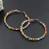 Moda Duży koło Hoop Kolczyk Handmade Koraliki Pętla Huggie Kolczyki Dla Kobiet Party Creole Biżuteria Pendientes Aretes Brinco Femme