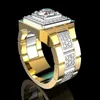 Cluster Ringe 14 K Gold Weißer Diamant Ring für Männer Mode Bijoux Femme Schmuck Natürliche Edelsteine Bague Homme 2 S Männer1
