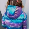 Yeni Kızlar Parlak Parlak Kalın Aşağı Pamuk Renkli Ekmek Ceket Snowsuit Pamuk Ceket Büyük Çocuk Parka Sıcak ve Aşağı Ceket 201104
