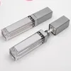 7ML LED Empty Lip Gloss Tubes Square Clear Lipgloss Refillable Bottles Container Plastic Makeup Packaging with Mirror and Light DHL