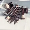 Klepsydra pędzli do makijażu Zestaw 10pcs kosmetyczny pędzel do twarzy proszek rumieniec cień do powiek Załączanie korektora Brow Liner Smudger Dark-Bronze Metal Rękołaj