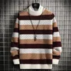 Erkek Sweaters Twill Contrast Sweater Erkekler O yaka gündelik örgü erkek kazak gevşek dışaruk yuva yuvası yuvası büyük boyutlu sıcak ceket kış jac