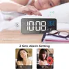 Bedside Wake Up Digital Mirror Led Music Alarm Clock with Snooze Temperature Thermometer Acoustic Voice Control Backlight