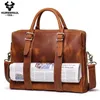 Briefcases HUMERPAUL Men's Briefcase Crazy Horse Leather Messenger Bag Vintage Man Crossbody Handbags Large Capacity Luxury Bolsos1