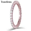 TransGems 14K 585 Or Rose 1,8 mm F Couleur Moissanite Bande de mariage d'éternité complète pour femmes Cadeaux d'anniversaire Bijoux fins Y200620