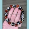 Métal Peinture Arts, Artisanat Cadeaux Maison Jardin Usine En Gros Agate Trois Yeux Tibet Perles Bracelet Mens Live Supply Drop Delivery 2021 1