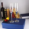 2 teile / satz Kristall Hochzeit Toasten Champagner Flöten Gläser Trinken Tasse Party Ehe Wein Dekoration Tassen Für Partys Geschenk Box LJ200821