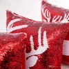 40 * 40cm God Julsque Sequin Pillow Case Glitter Sofa Kasta Kudde Kudde Kuddehus Hem Julinredning Kuddehölje 6 stilar WDH0209