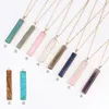 10 Colors Natural Crystal Stone Pendant Necklace Fashion Gemstone Necklaces Jewelry Party Gift With Chain
