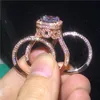 Vintage 18K Rose Gold Ring sets 925 Sterling Silver Engagement Wedding Band Rings for women Bridal Gem Party Jewelry