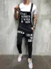 Men's Jeans Men's Bib Pants Solid Color Overalls Letters Printed Skinny Slim Fit Denim Trousers Jumpsuits Suspenders Str254e