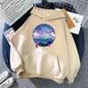 Vaporwave Mount Fuji Hoodies Homem Mulheres Harajuku Vapor Onda Impressão de Manga Longa Bolso Streetwear Hoody Outono Fleece Moletom H1227