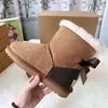 Мода Женщины Сапоги с лодыжкой настоящие кожаные женские дети дети Bailey Bailey Bow Snow Boots