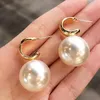 Afshor Moda Charme Coreano Oversized Pearl Droping Brincos para mulheres Bohemian Golden Round Pearl Brincos de Casamento Jóias