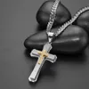 Luxury Halsband Män Guld Jesus Cross Pendant Rhinestone Rostfritt Stål Hip Hop Rock Högkvalitativa Par Utsökt Presentsmycken Q0531