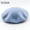 COKK Lady Beret Invierno Sombreros de lana de punto con forro Nueva llegada Buena calidad Beanie Boinas Sombrero para mujeres Boina Y201024