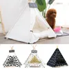 Pet Cat Dog Tipi avec Coussin Blackboard, Portable Dog Tents Pet Houses, Wood Canvas Tipi Fold Pet Tent Small Animals Bed 201130