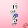 Annan stjärnkollektion 925 Sterling Silver Asymmetric Moon Galaxy Astronaut CZ Dangle Charm Pärlor passar originalarmbandsmycken Wynn22