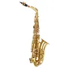 Wysokiej jakości Student Paint Gold Alto Drop E Sax Saksofon Eb Tune Profesjonalny instrument muzyczny z przypadku Darmowa wysyłka