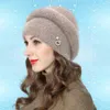 Winter Women's Angora Hat Double Warm Three-Dimensional Stripe Decoration Bulky Hat