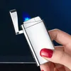 Novo Isqueiro a Gás à Prova de Vento Tocha de Chama Plana Isqueiro de Cigarro Jet Metal Butano Recarga Isqueiro Isqueiro Feminino Gadgets de Fogo Aberto