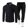 Män Set Höst Winter Fleece Tjocken Sweatshirt Mens Tracksuit + Byxor 2021 Brand Sportkläder Man 2PCS Stand Collar Hoodie Jacket Y1221