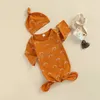 Newborn Baby Sleeping Bag With Hat 2 pcs sun moon Print Swaddle Wrap knot Toddler Cartoon Sleep Sacks Shark Photography Prop