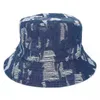 Chapeaux de godets en denim lavé de coton massif unisexe Bob pliant pêcheur larges bouchons de bretelles HIP hop gorros hommes femmes Panama seau bouchon