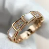 Top quality round shape ring with diamond and shell for women wedding jewelry gift PS8861329k