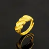 Klaster Pierścionki 24K Yellow Gold Fala Kształcie Pierścień Dla Kobiet Panna Młoda Regulowana Luksusowa Rocznica ślubu Urodziny Dobrze Biżuteria Prezenty