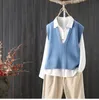 Lâche couleur unie col en V pull tricoté gilet femme simple sans manches mode pull gilet pull femme printemps 201203