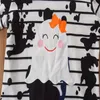 Barn Halloween Outfits Girls Cartoon Clohting Set Barn 2020 Höst Striped Flare Sleeve T-shirt + Elf Långbyxor 2st Passar S747
