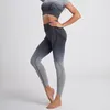 2 pezzi set di gradienti colorati da donna allenamento outfit leggings senza soluzione di continuità pantaloni e ritaglio top yoga set