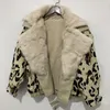 Deat novo inverno moda feminina retalhos casaco de pele leopardo impressão casual grosso quente manga completa zíper jaquetas soltas tx008 201210