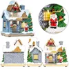 Decorazione natalizia Collezione Villaggio Costruzione di statuette Casa di Natale con Babbo Natale Illuminazione a LED Ornamento per camino domestico 211216