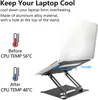 Стенд для ноутбука, регулируемый стояк со слайдовым силиконовым и защитным крючками, эргономичный держатель ноутбука алюминия, совместимый с MacBook Air Pro (черный)