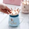 Couronne créative tasse en céramique mignon café lait nordique avec cuillère couvercles tasses à eau vacances Souvenirs cadeau