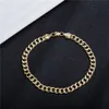 Złoty kolor 7 mm kubańska link płaski łańcuch dla kobiet mężczyzn krawężnik łańcuch Bransoletka dla kobiet mężczyzn 9 10 11 cali T200901
