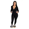 Kvinnor Två Piece Tracksuits Långärmad Sträcka Outfits Zipper Cardigan Pencil Byxor Plus Size Sportswear Jogger Sets