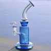 10 tum Sandblästring DAB Rigglas Bong Matrix per Bongs Hookahs Oil Rigs Bubblers Pipe Recycler Rökning Tobaksvattenrör med 14mm skål