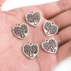 Wholesale Lot 100pcs Heart Tree Antique Silver Charms Pendants for Jewelry Making Bracelet Earrings DIY Keychain Pendant 18*17mm DH0840