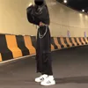 체인 헐렁한 카고 솔리드 블랙 바지 고딕 하라주쿠 streetwear 2020 힙합 여성 바지 여성 넓은 다리 바지 포켓 한국어 LJ201029