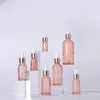 Bottiglia di contagocce di vetro rosa per oli essenziali Occhiali vuoti Eye Droppers Eye Droppers Bottle Holder Rose-Golden Caps Profumo Vial Vial Container